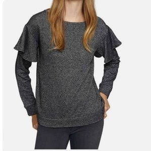 Sanctuary Metallic Sweatshirt with Ruffles on the sleeves women’s Small